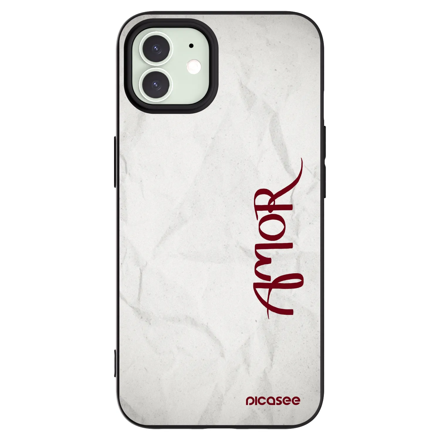 Picasee silikonowe czarne etui na Apple iPhone 12 - Amor