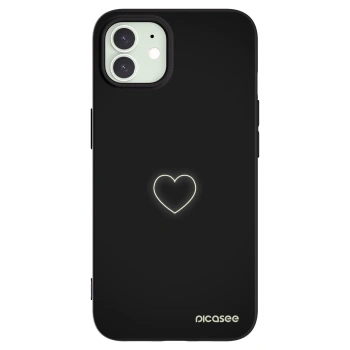 Picasee silikonowe czarne etui na Apple iPhone 12 - Heart