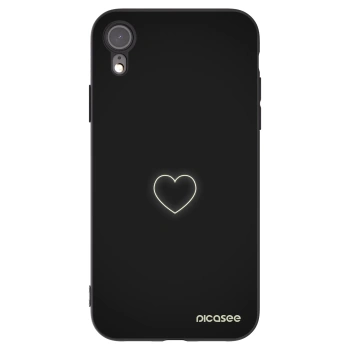 Picasee silikonowe czarne etui na Apple iPhone XR - Heart