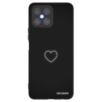 Picasee silikonowe czarne etui na Honor X8 4G - Heart