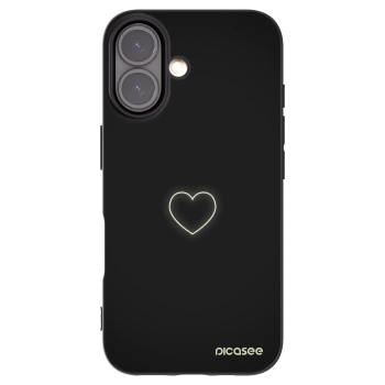Picasee silikonowe czarne etui na Apple iPhone 16 - Heart