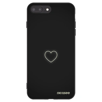 Picasee silikonowe czarne etui na Apple iPhone 7 Plus - Heart