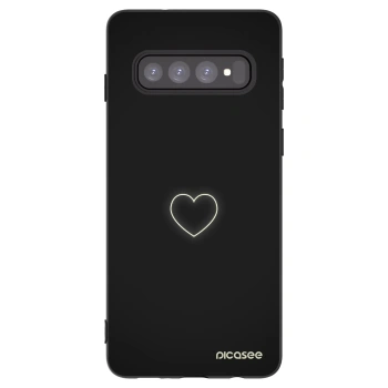 Picasee silikonowe czarne etui na Samsung Galaxy S10 G973 - Heart