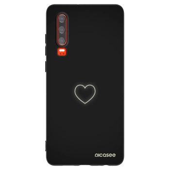 Picasee silikonowe czarne etui na Huawei P30 - Heart