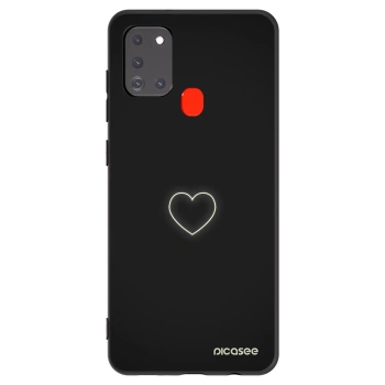 Picasee silikonowe czarne etui na Samsung Galaxy A21s - Heart