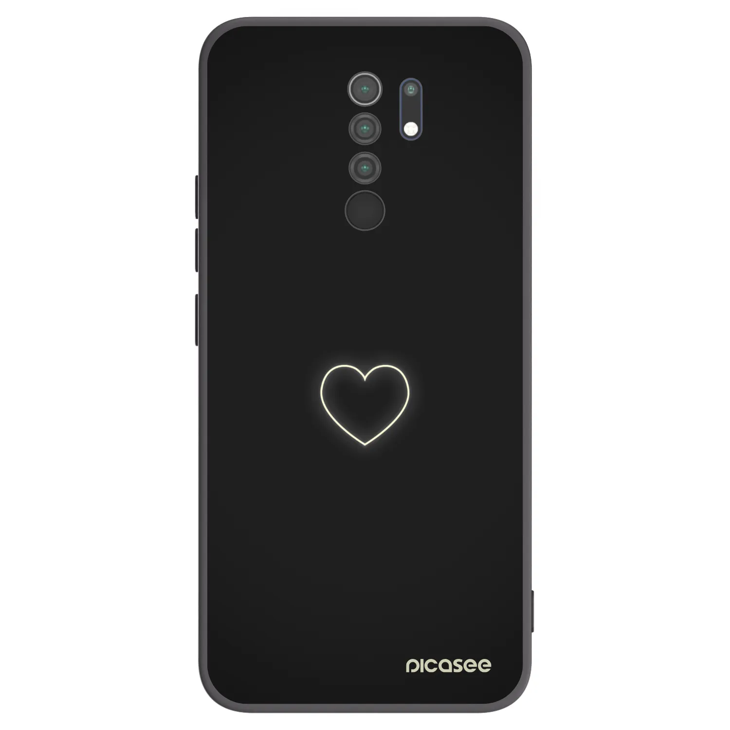 Picasee silikonowe czarne etui na Xiaomi Redmi 9 - Heart