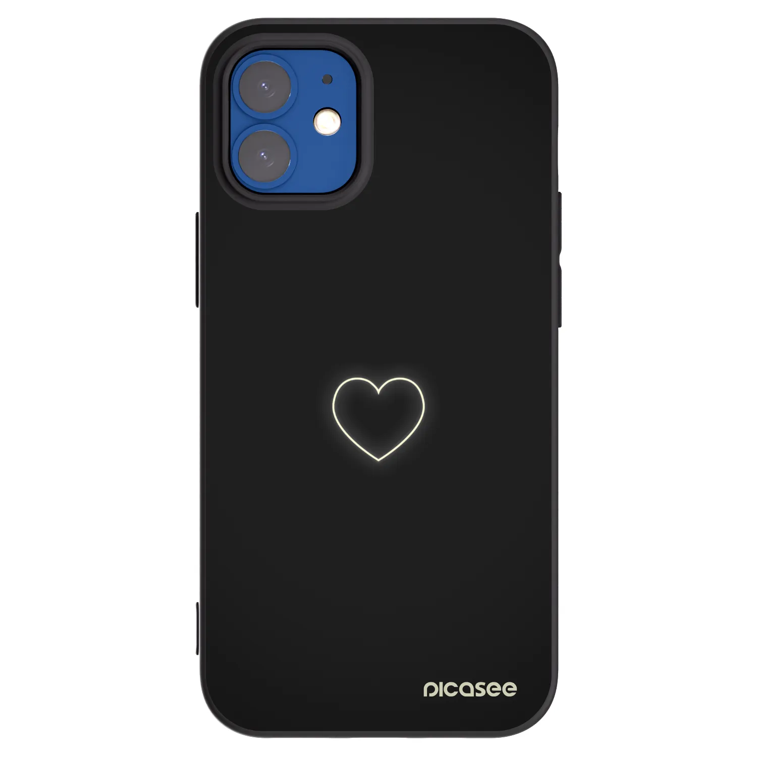 Picasee silikonowe czarne etui na Apple iPhone 12 mini - Heart