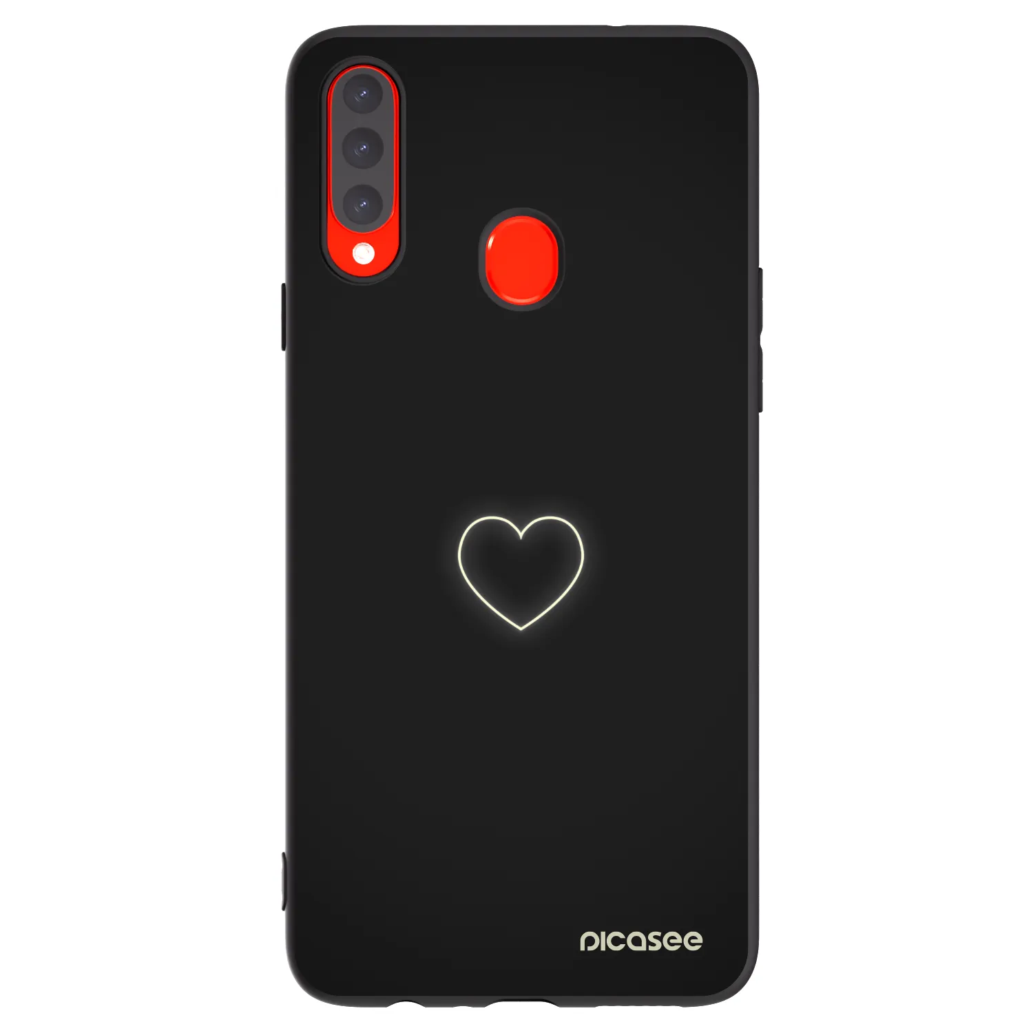 Picasee silikonowe czarne etui na Samsung Galaxy A20s - Heart