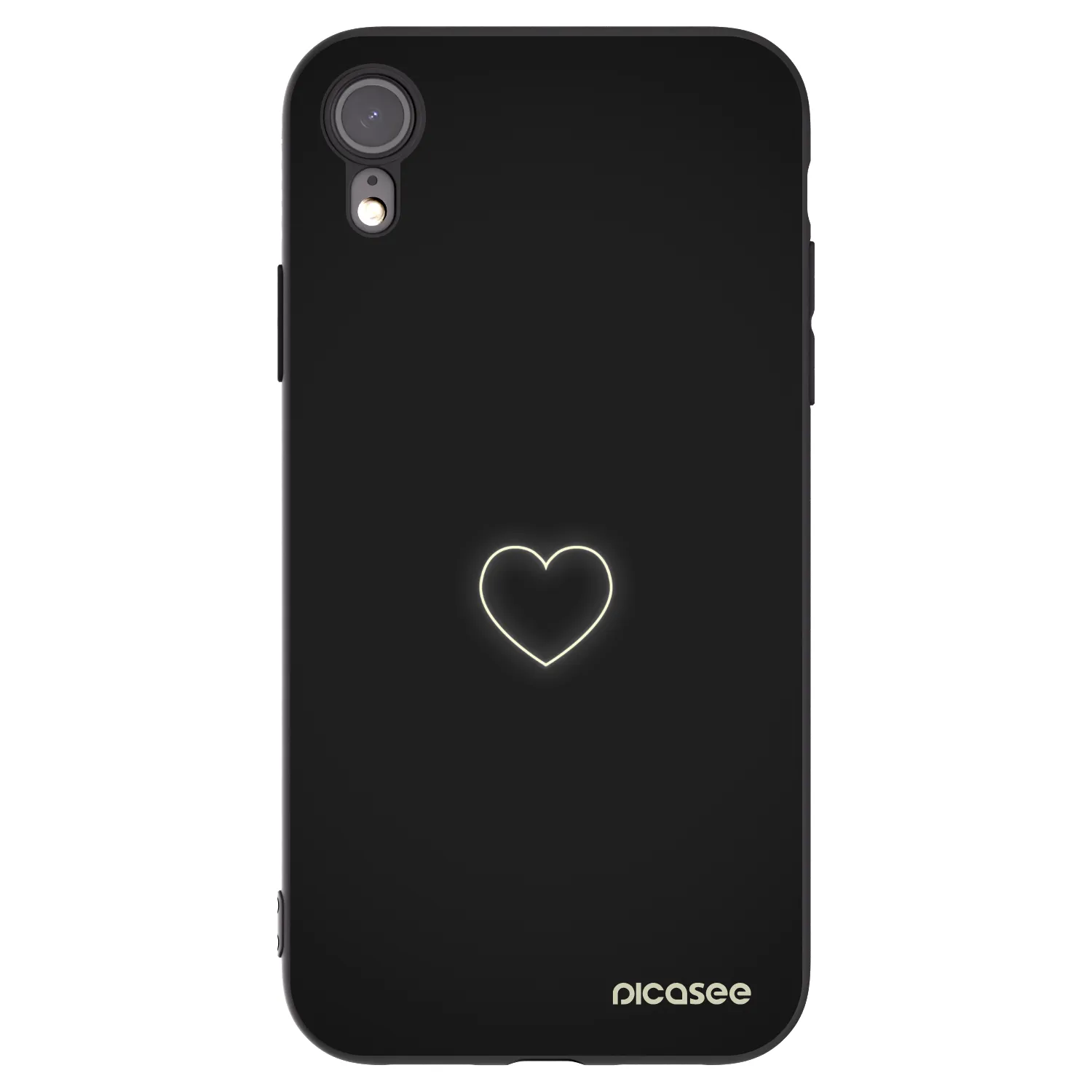 Picasee silikonowe czarne etui na Apple iPhone XR - Heart