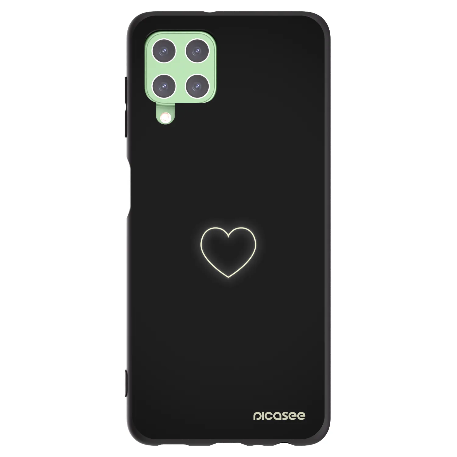 Picasee silikonowe czarne etui na Samsung Galaxy A22 A225F 4G - Heart