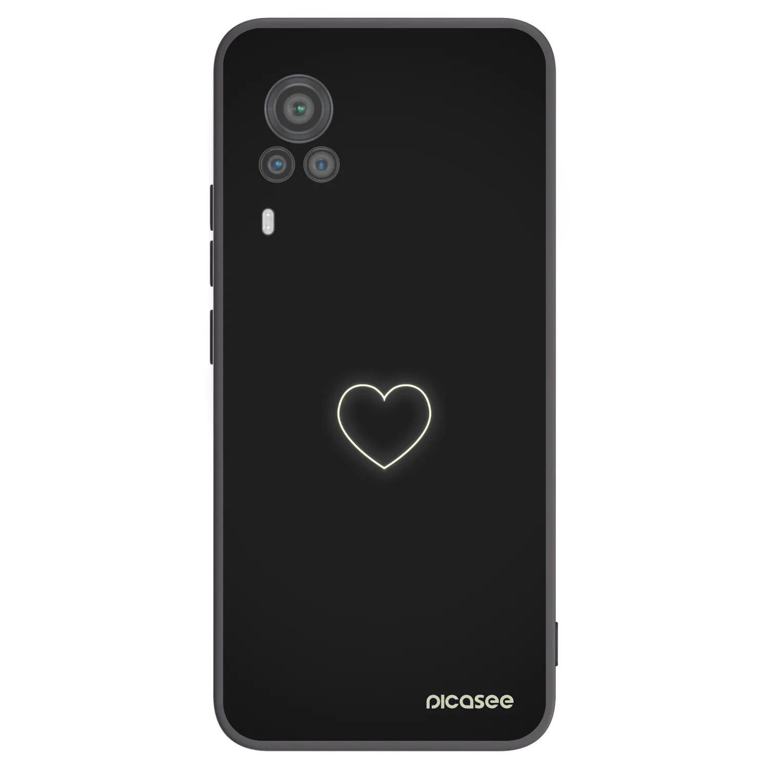 Picasee silikonowe czarne etui na Vivo X60 Pro 5G - Heart