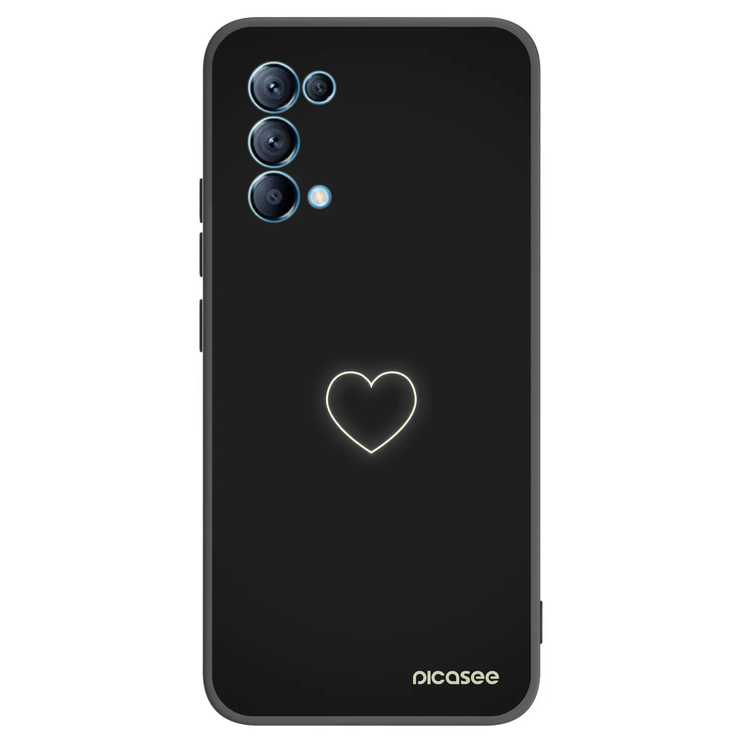 Picasee silikonowe czarne etui na OPPO A16s - Heart