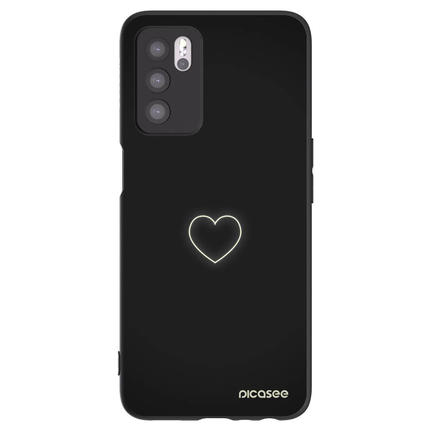 Picasee silikonowe czarne etui na OPPO A16s - Heart