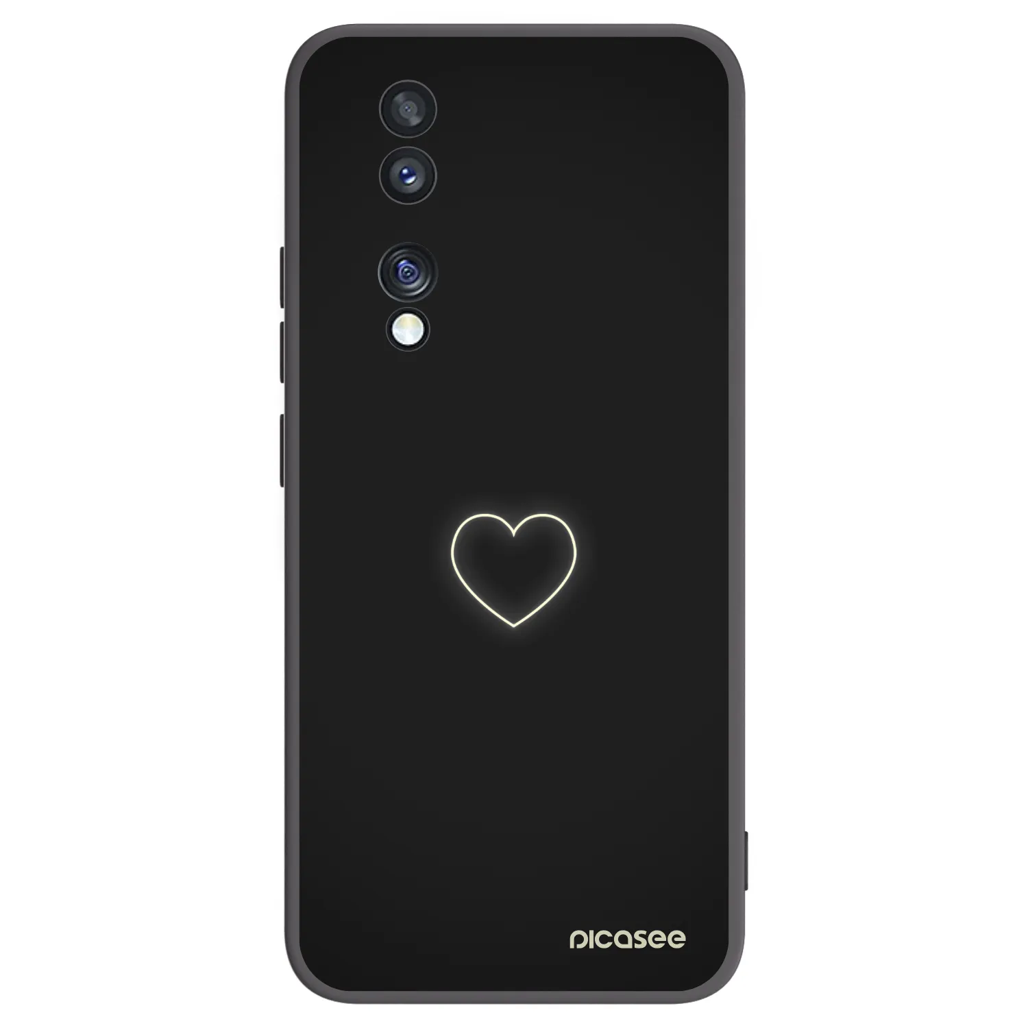 Picasee silikonowe czarne etui na Honor 70 - Heart