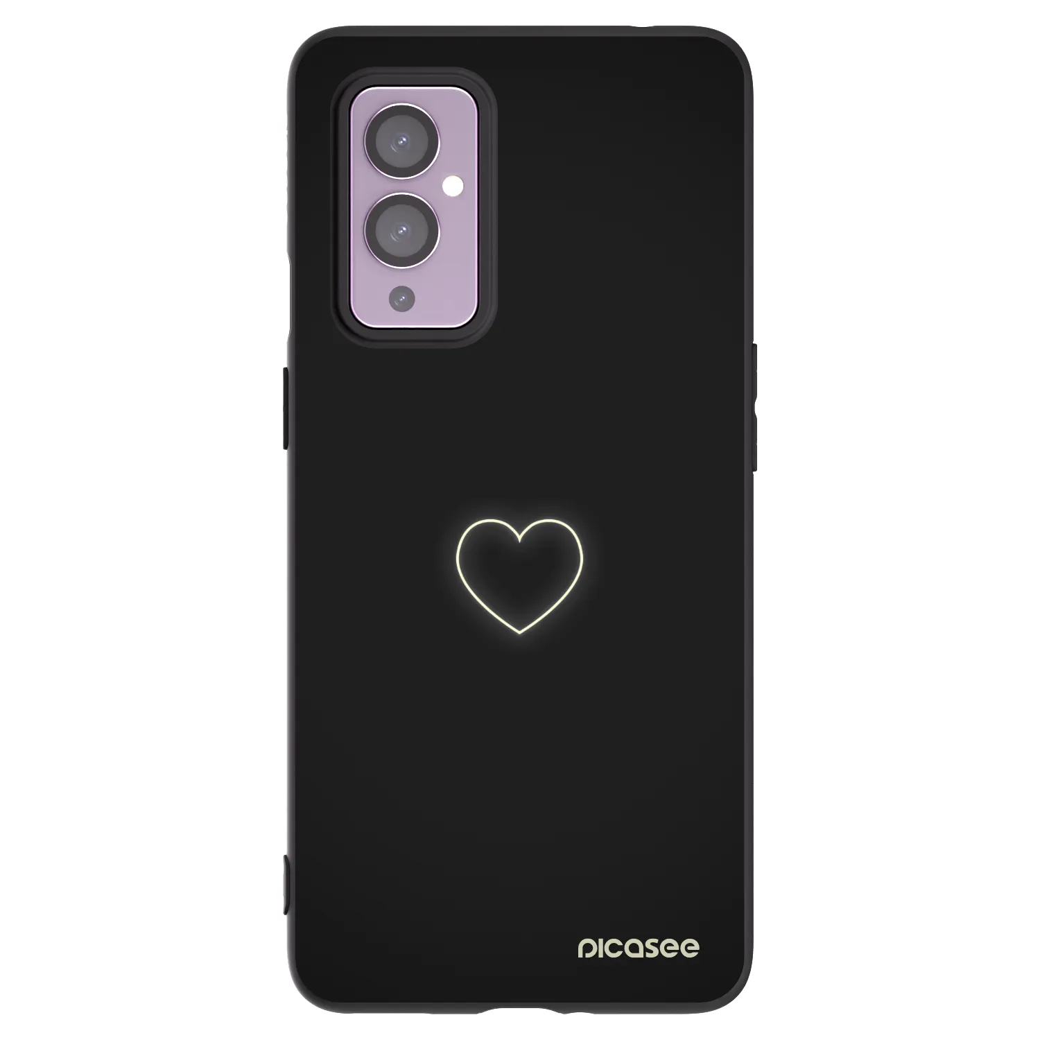 Picasee silikonowe czarne etui na OnePlus 9 - Heart