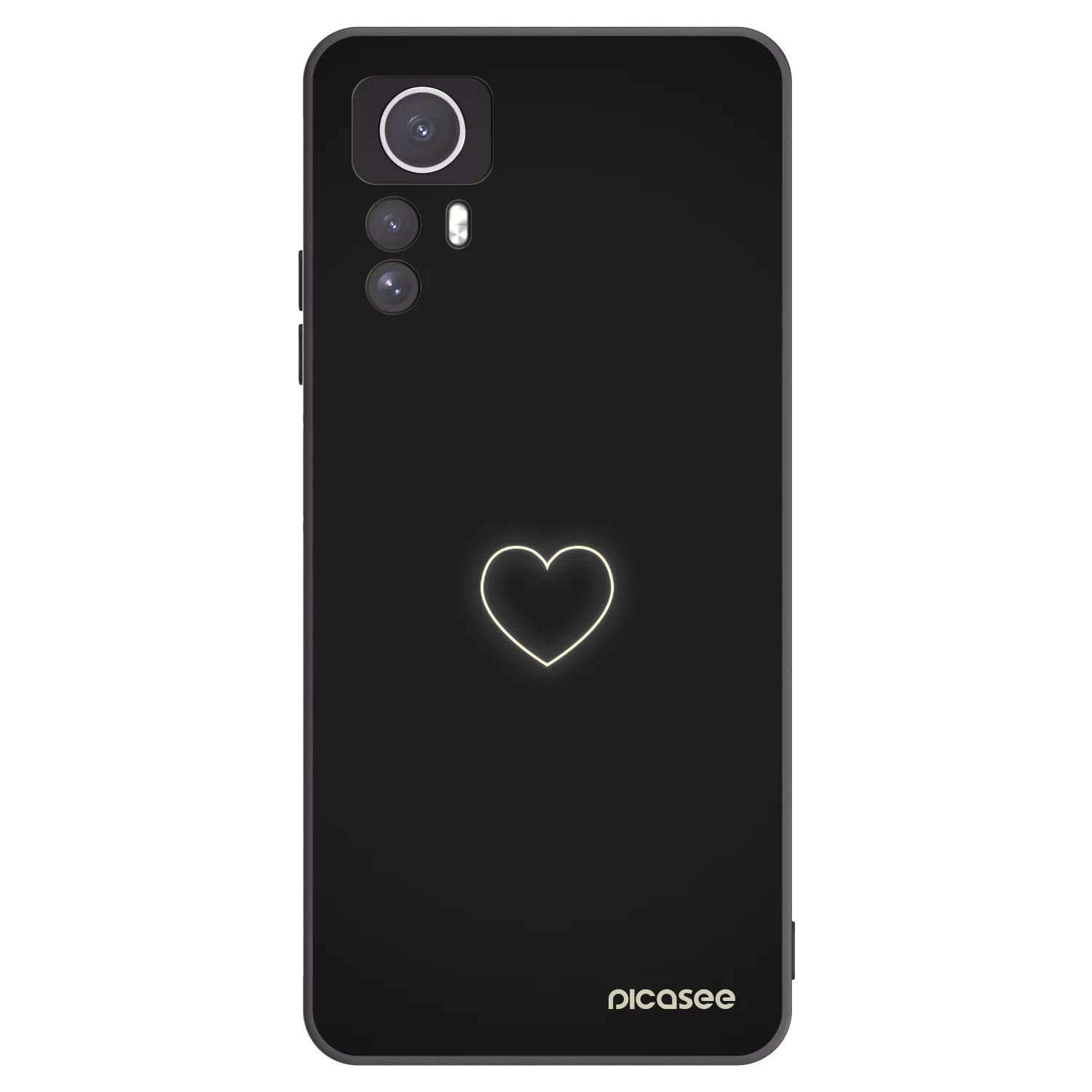 Picasee silikonowe czarne etui na Xiaomi Redmi Note 12S - Heart
