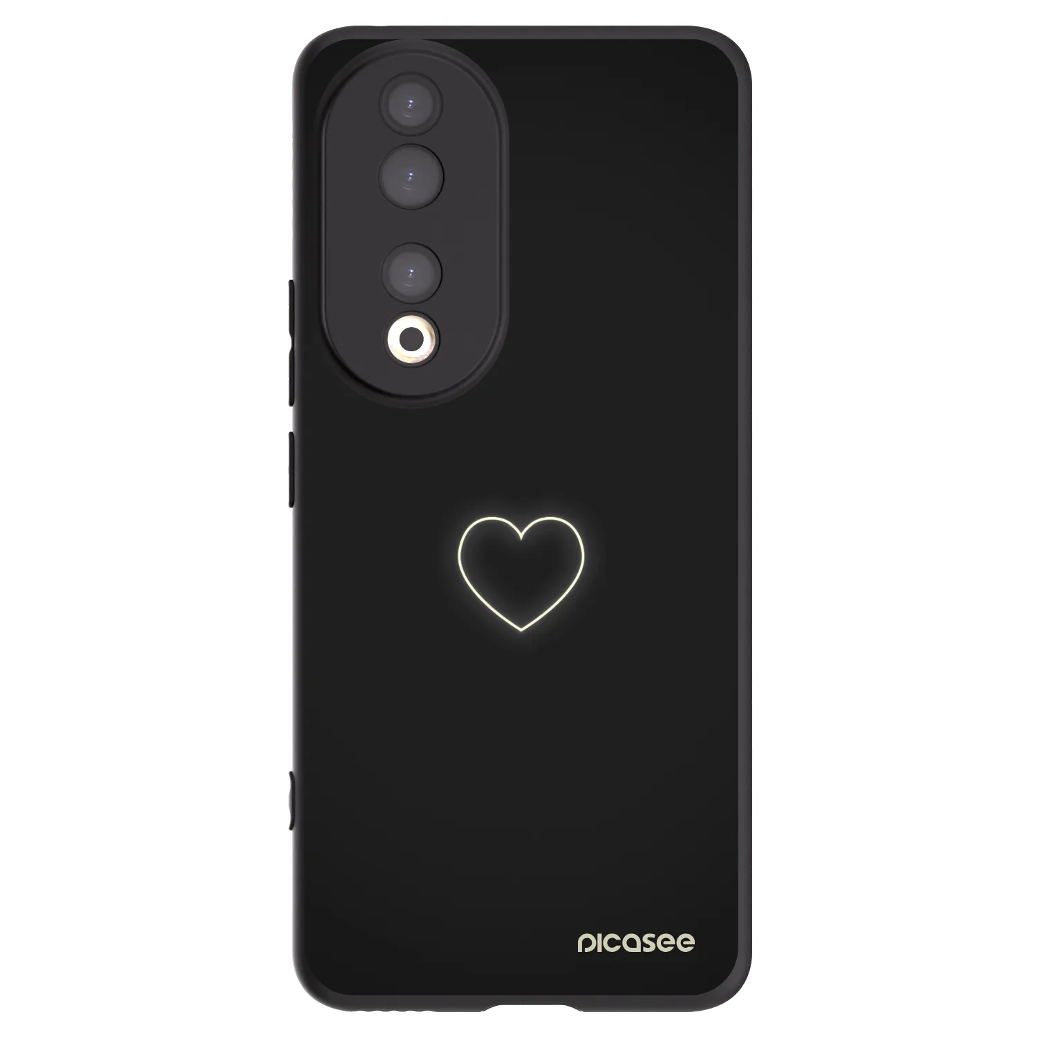 Picasee silikonowe czarne etui na Honor 90 5G - Heart
