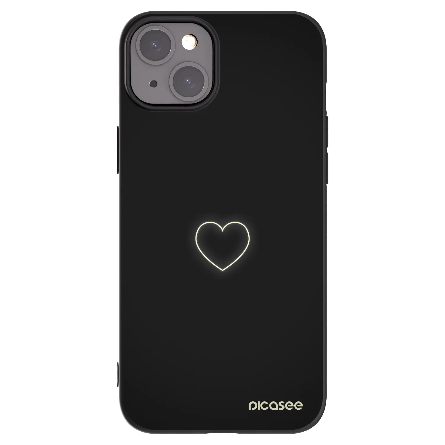 Picasee silikonowe czarne etui na Apple iPhone 15 Plus - Heart