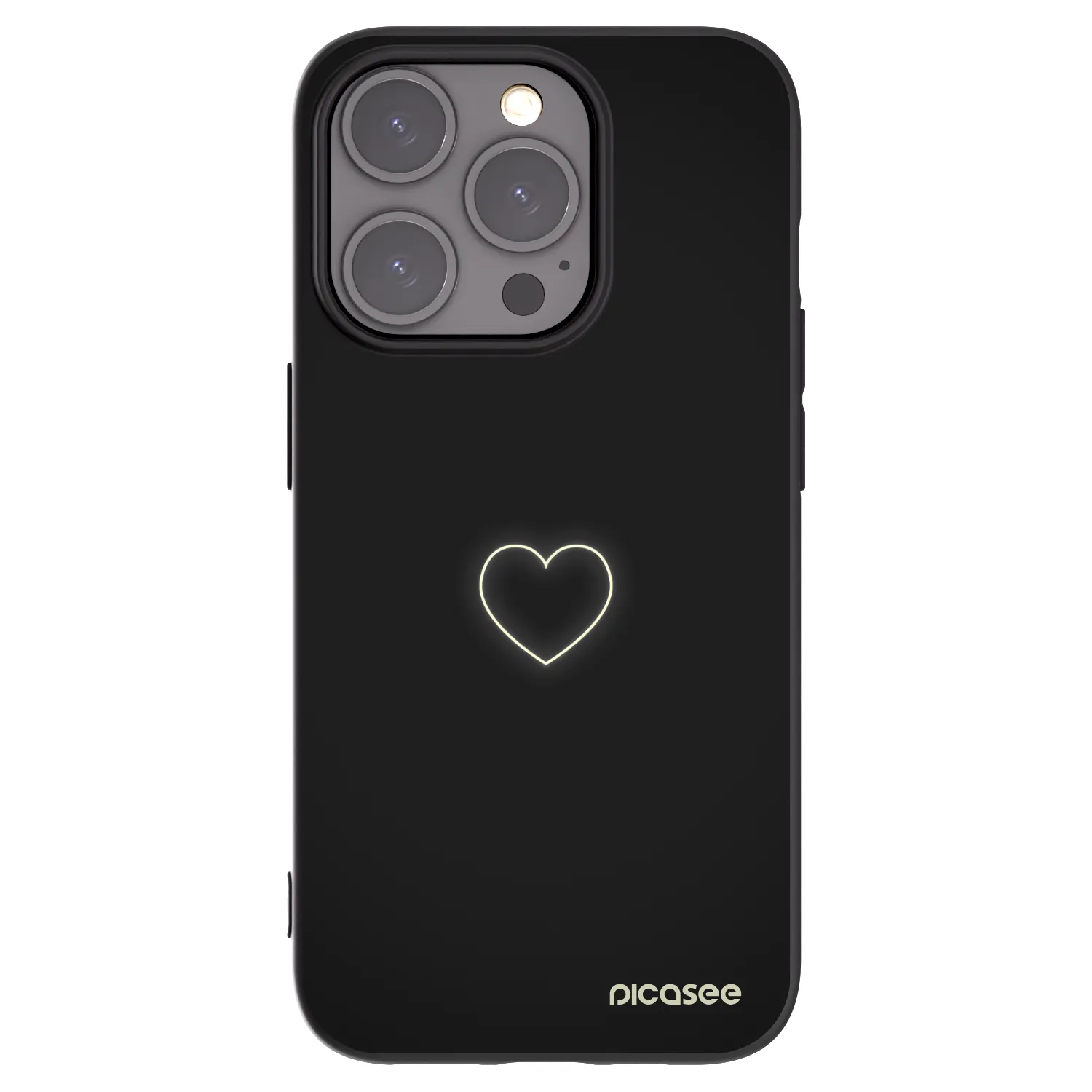 Picasee silikonowe czarne etui na Apple iPhone 15 Pro - Heart