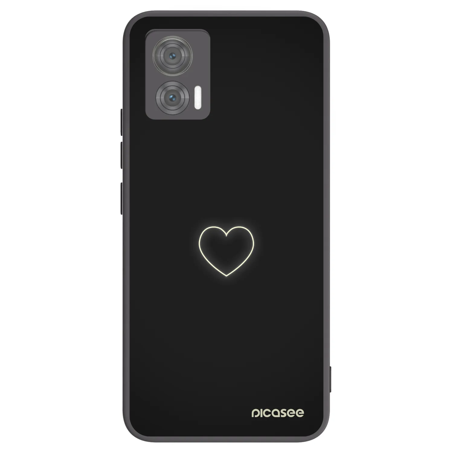 Picasee silikonowe czarne etui na Motorola Edge 30 Neo - Heart