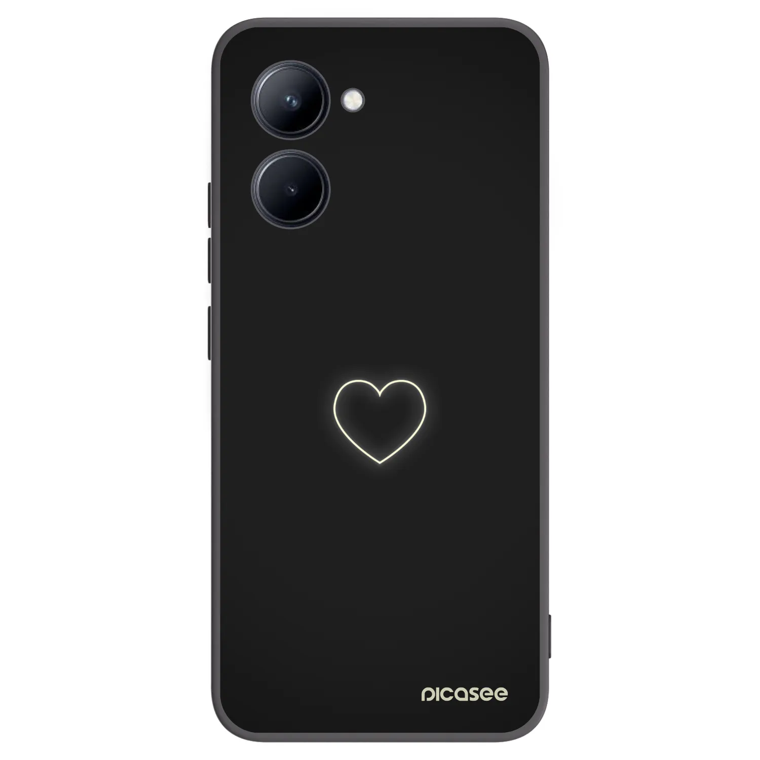 Picasee silikonowe czarne etui na Realme C33 (2023) - Heart