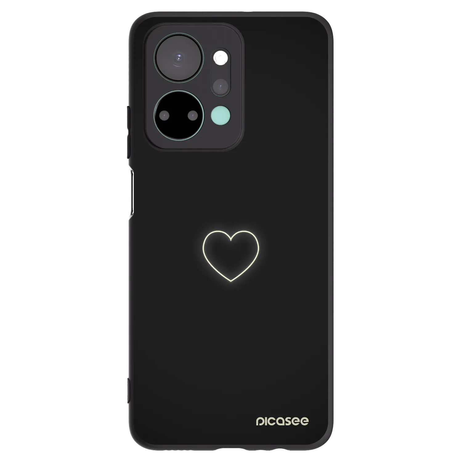 Picasee silikonowe czarne etui na Honor X7a - Heart