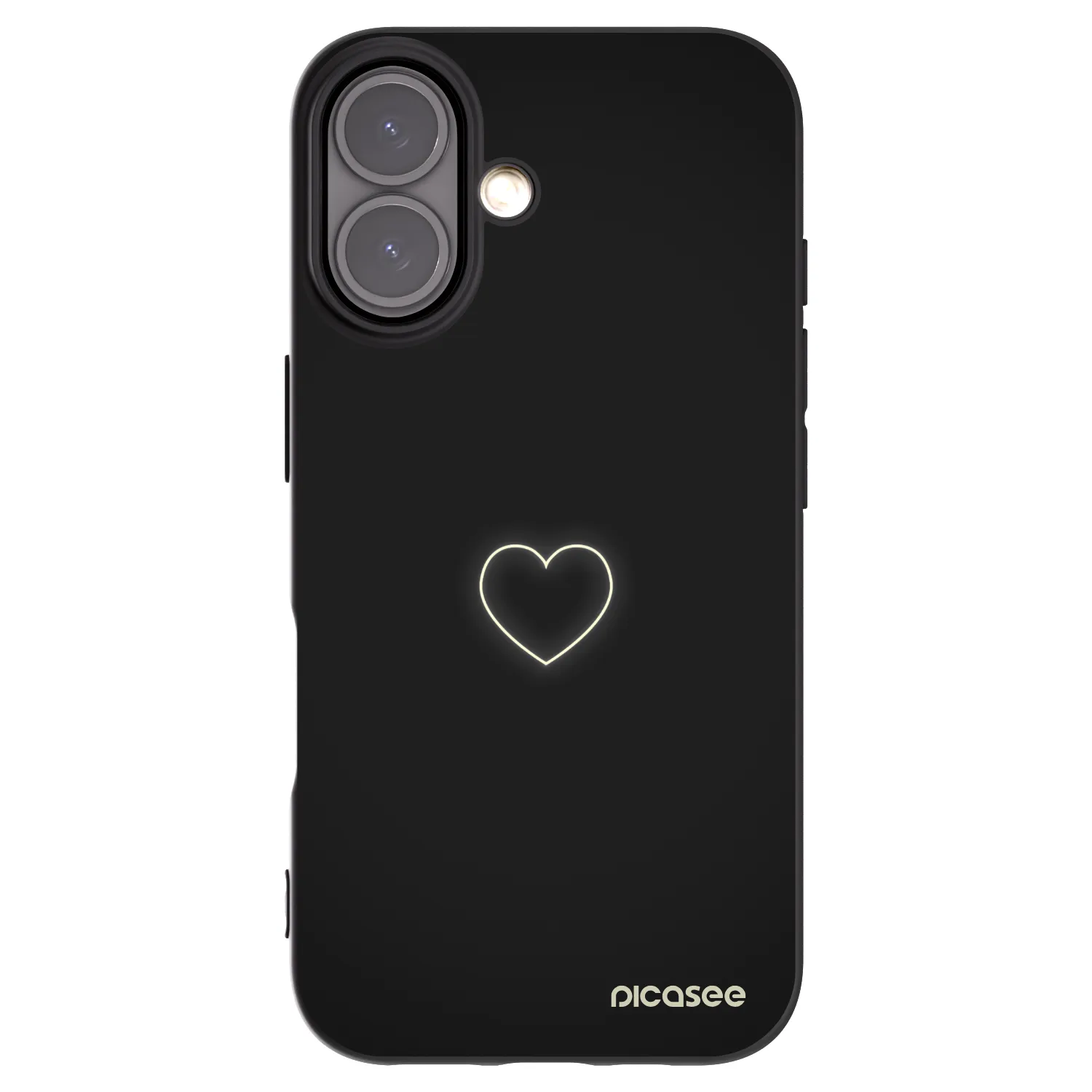 Picasee silikonowe czarne etui na Apple iPhone 16 - Heart