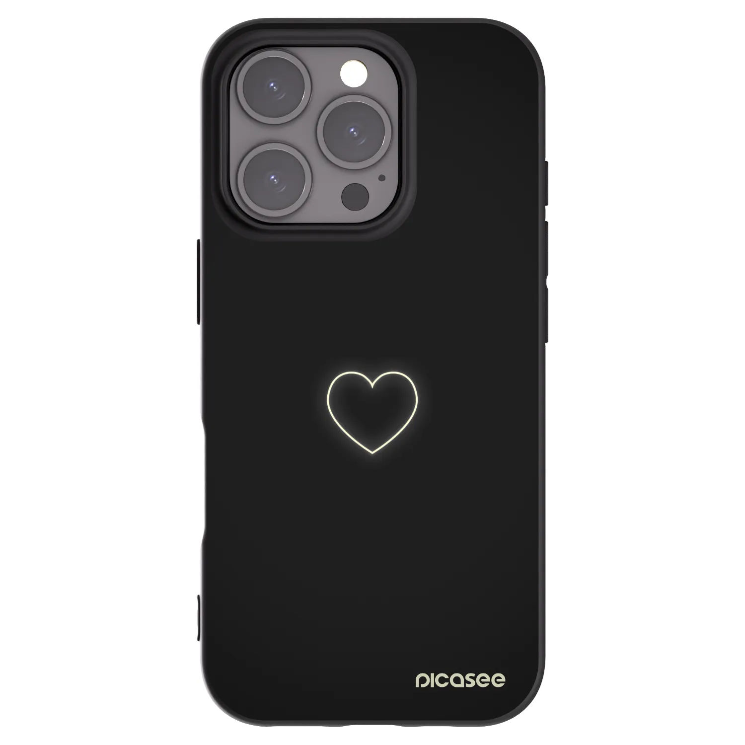 Picasee silikonowe czarne etui na Apple iPhone 16 Pro - Heart