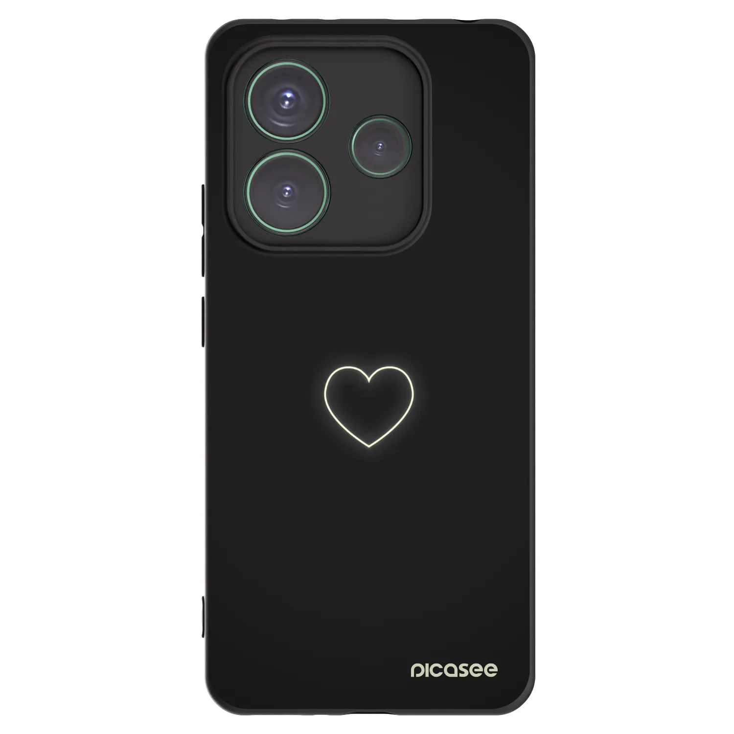 Picasee silikonowe czarne etui na Xiaomi Redmi Note 14 5G - Heart