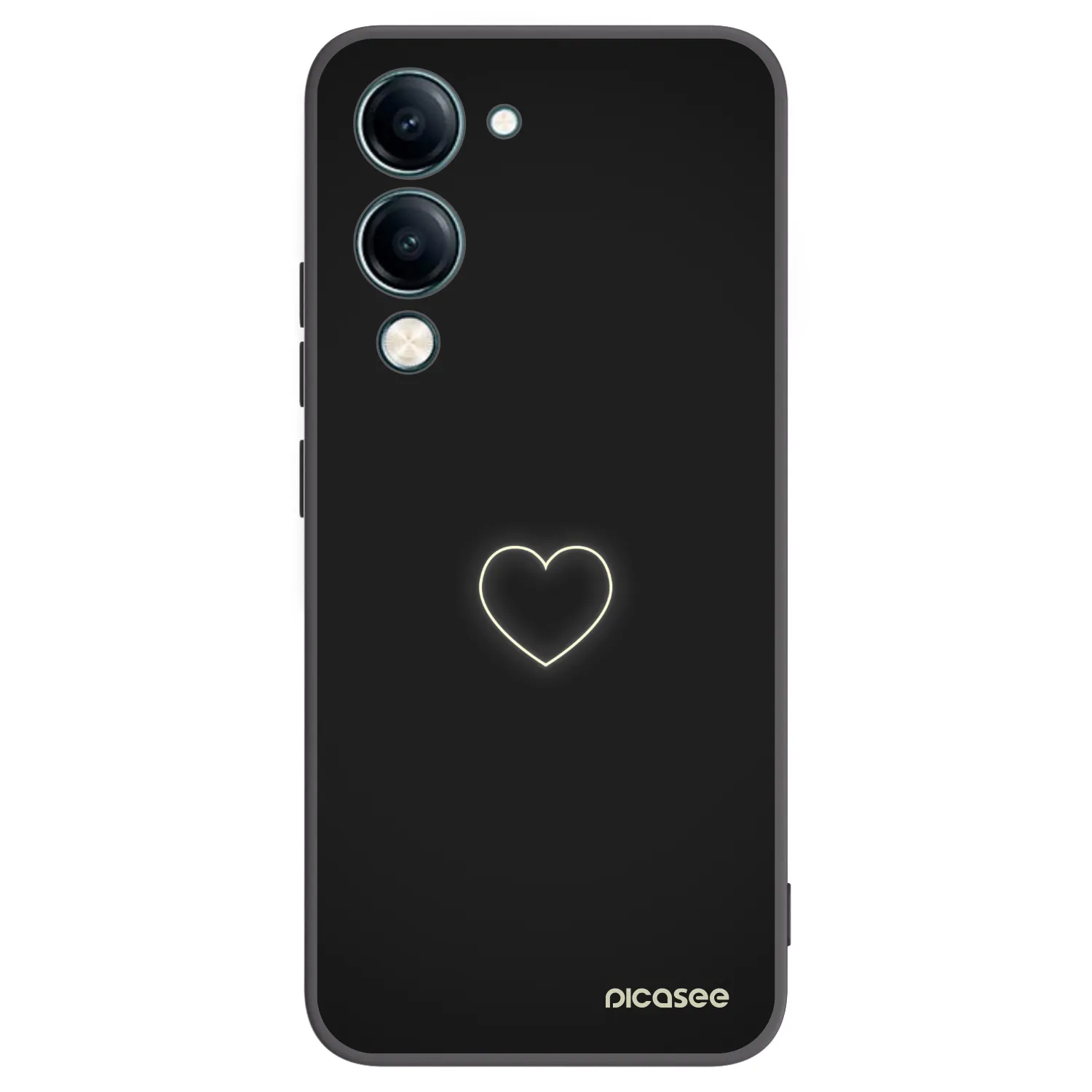 Picasee silikonowe czarne etui na Vivo Y29s 5G - Heart