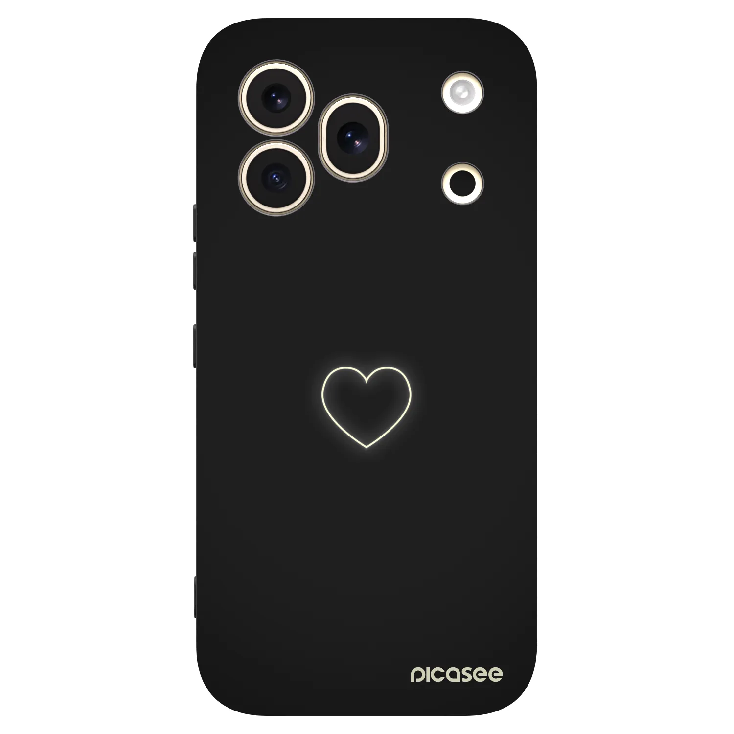 Picasee silikonowe czarne etui na Honor 600 Pro - Heart
