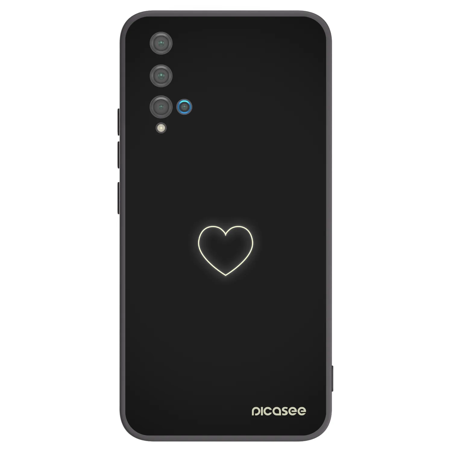Picasee silikonowe czarne etui na Huawei Nova 5T - Heart