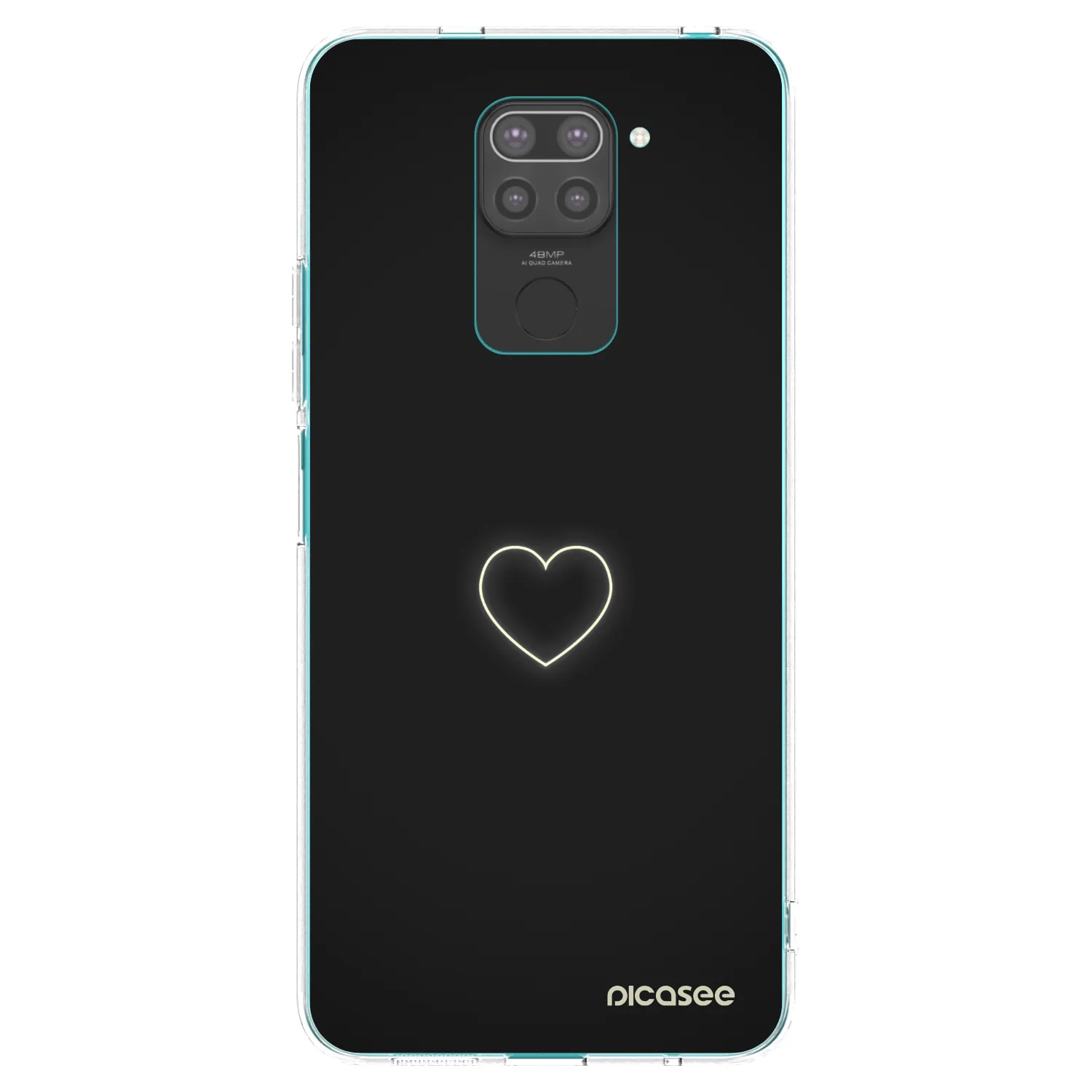 Picasee silikonowe czarne etui na Xiaomi Redmi Note 9 - Heart
