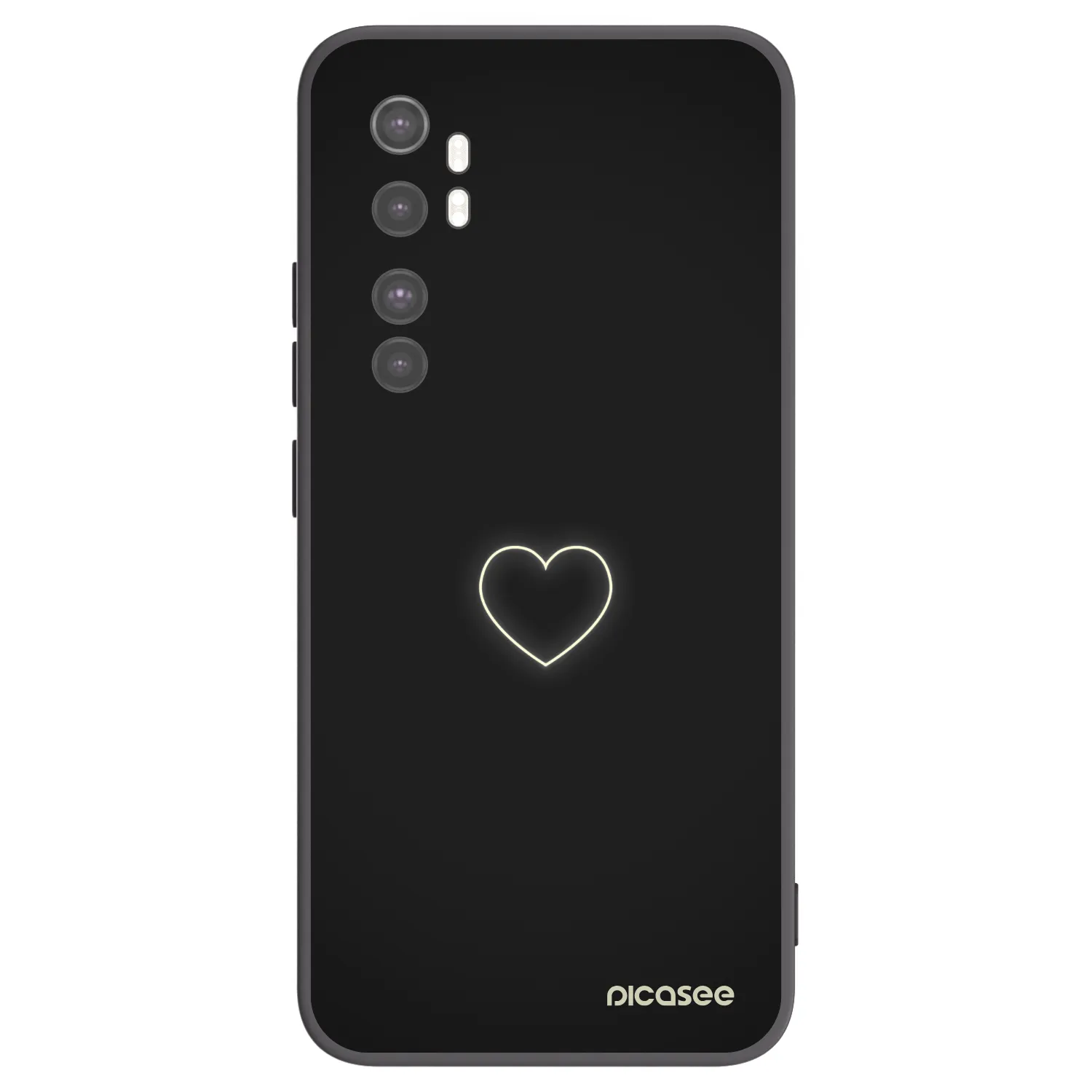 Picasee silikonowe czarne etui na Xiaomi Mi Note 10 Lite - Heart