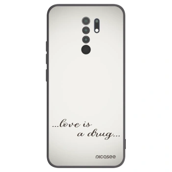 Picasee silikonowe czarne etui na Xiaomi Redmi 9 - Love is a drug