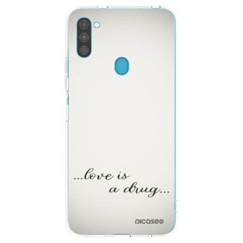 Picasee silikonowe przeźroczyste etui na Samsung Galaxy M11 - Love is a drug