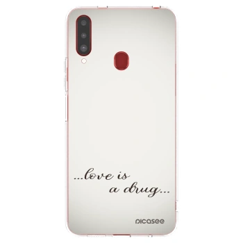 Picasee silikonowe przeźroczyste etui na Samsung Galaxy A20s - Love is a drug
