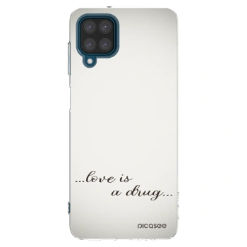 Picasee silikonowe przeźroczyste etui na Samsung Galaxy A12 A125F - Love is a drug