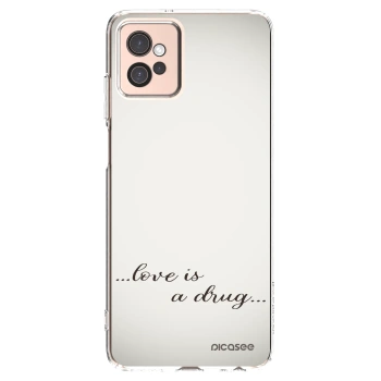 Picasee silikonowe przeźroczyste etui na Motorola Moto G32 - Love is a drug