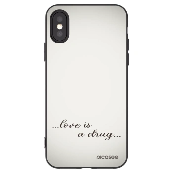 Picasee silikonowe czarne etui na Apple iPhone X/XS - Love is a drug