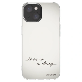 Picasee silikonowe przeźroczyste etui na Apple iPhone 15 - Love is a drug