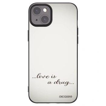 Picasee silikonowe czarne etui na Apple iPhone 15 Plus - Love is a drug