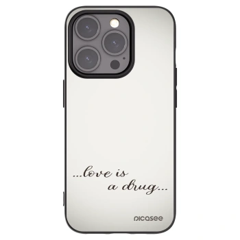 Picasee silikonowe czarne etui na Apple iPhone 15 Pro - Love is a drug