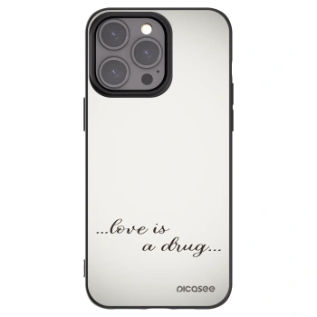 Picasee silikonowe czarne etui na Apple iPhone 15 Pro Max - Love is a drug
