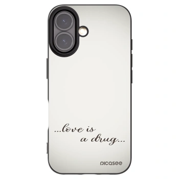 Picasee silikonowe czarne etui na Apple iPhone 16 - Love is a drug