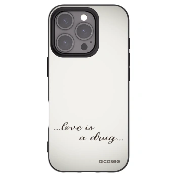 Picasee silikonowe czarne etui na Apple iPhone 16 Pro - Love is a drug