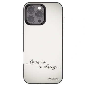 Picasee silikonowe czarne etui na Apple iPhone 16 Pro Max - Love is a drug