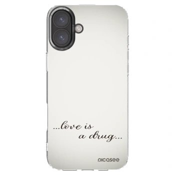 Picasee silikonowe przeźroczyste etui na Apple iPhone 16 Plus - Love is a drug