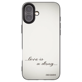 Picasee silikonowe czarne etui na Apple iPhone 16 Plus - Love is a drug