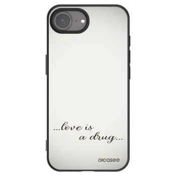Picasee silikonowe czarne etui na Apple iPhone 16e - Love is a drug